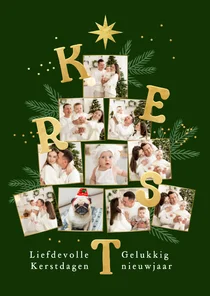 Kerstkaart kerstboom fotocollage kerst nieuwjaar fotokaart
