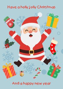 Kerstkaart kerstman holly jolly Christmas Vrienden GHZ