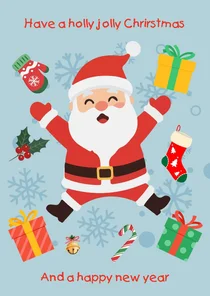 Kerstkaart kerstman holly jolly Christmas Vrienden GHZ