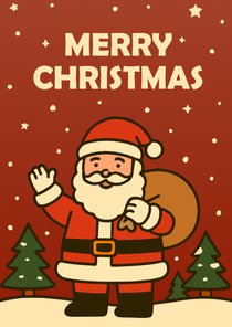 Kerstkaart kerstman Merry Christmas