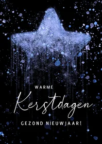 Kerstkaart kerstster sterrenstof blauw