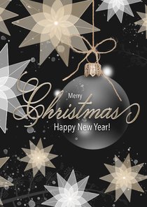 Kerstkaart kerststerren en sneeuw