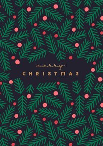 Kerstkaart kersttakken met ballen rechthoek