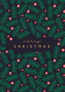 Kerstkaart kersttakken met ballen rechthoek