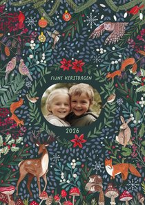 Kerstkaart klassiek natuur en dieren