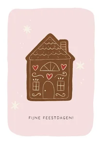 Kerstkaart knus en warm kersthuisje