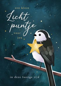 Kerstkaart lichtpuntje met vogel sterkte in moeilijke tijd