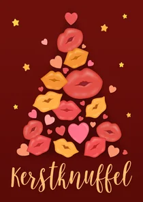 Kerstkaart lieve knuffel kerstboom