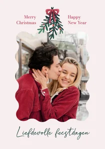 Kerstkaart maretak foto liefdevolle feestdagen kerst