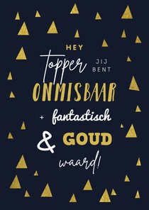 Kerstkaart medewerker collega hip goud kerstbomen grafisch