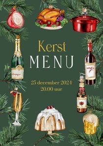 Kerstkaart menu kerstbal food