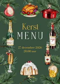 Kerstkaart menu kerstbal food