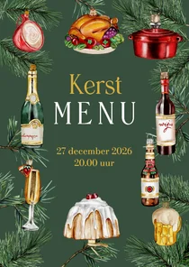 Kerstkaart menu kerstbal food