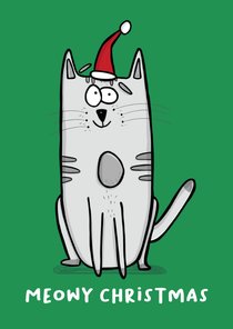 Kerstkaart Meowy Christmas cat 