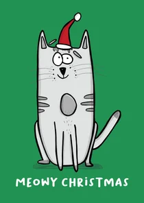 Kerstkaart Meowy Christmas cat