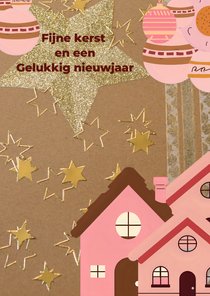 Kerstkaart met 3 kersthuisjes