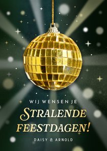 Kerstkaart met discobol stralende feestdagen!