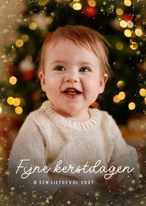 Kerstkaart met eigen grote foto sterrenkader fijne dagen