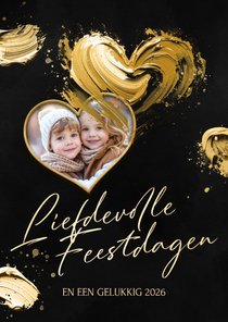 Kerstkaart met foto en geschilderd hart liefdevolle kerst