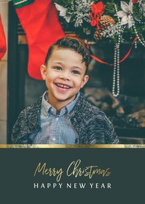 Kerstkaart met foto en gouden accent
