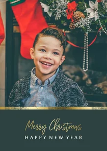 Kerstkaart met foto en gouden accent