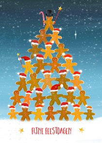 Kerstkaart met gingerbread-mannetjes