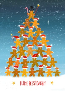 Kerstkaart met gingerbread-mannetjes