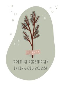 Kerstkaart met groene dennentak voor een botanische kerst