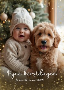 Kerstkaart met grote eigen foto kerstdagen sterrenkader 