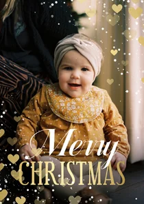 Kerstkaart met hartjeskader grote foto Merry Christmas
