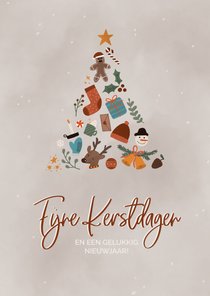 Kerstkaart met illustratie in boomvorm