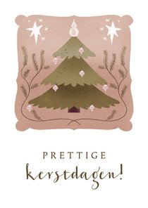Kerstkaart met kerstboom in natuurlijke kleuren