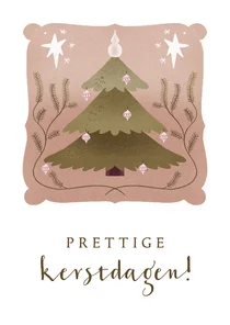Kerstkaart met kerstboom in natuurlijke kleuren