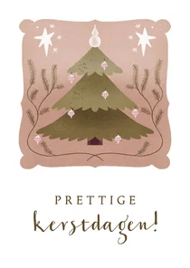 Kerstkaart met kerstboom in natuurlijke kleuren