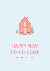 Kerstkaart met kersthuisje voor verhuizing