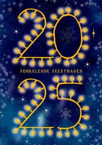 Kerstkaart met lampjes '2025'