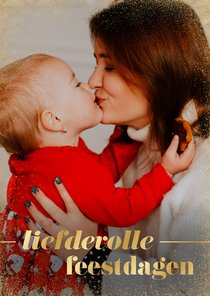 Kerstkaart met liefdevolle feestdagen grote foto goud