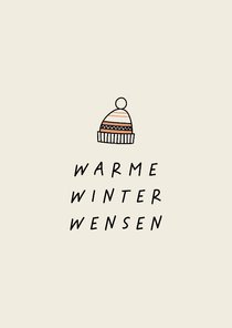 Kerstkaart met muts warme winter wensen