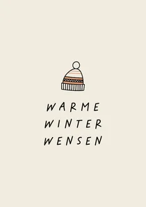 Kerstkaart met muts warme winter wensen