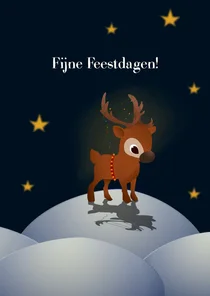 Kerstkaart met rendiertje lichtjes gewei GHZ