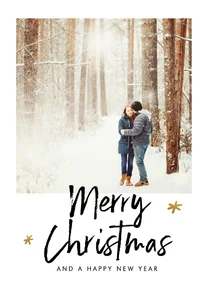 Kerstkaart met speelse teksten en een eigen foto