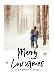 Kerstkaart met speelse teksten en een eigen foto