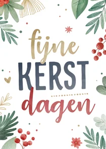 Kerstkaart met waterverf tekst