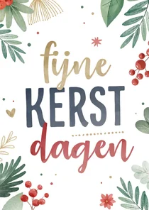 Kerstkaart met waterverf tekst