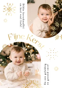 Kerstkaart modern foto vuurwerk fijne kerst goud