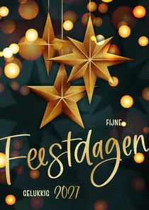 Kerstkaart modern kerststerren goud blauw