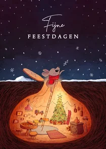 Kerstkaart muisje met sneeuwvlokje
