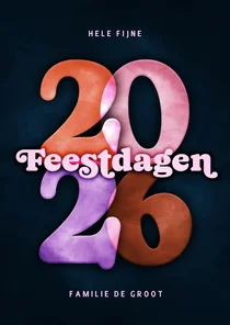 Kerstkaart retro 2026 kleurrijk