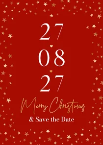 Kerstkaart save the date trouwkaart sterren goud liefde