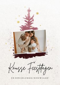 Kerstkaart silhouet watercolour kerstboom foto sterren